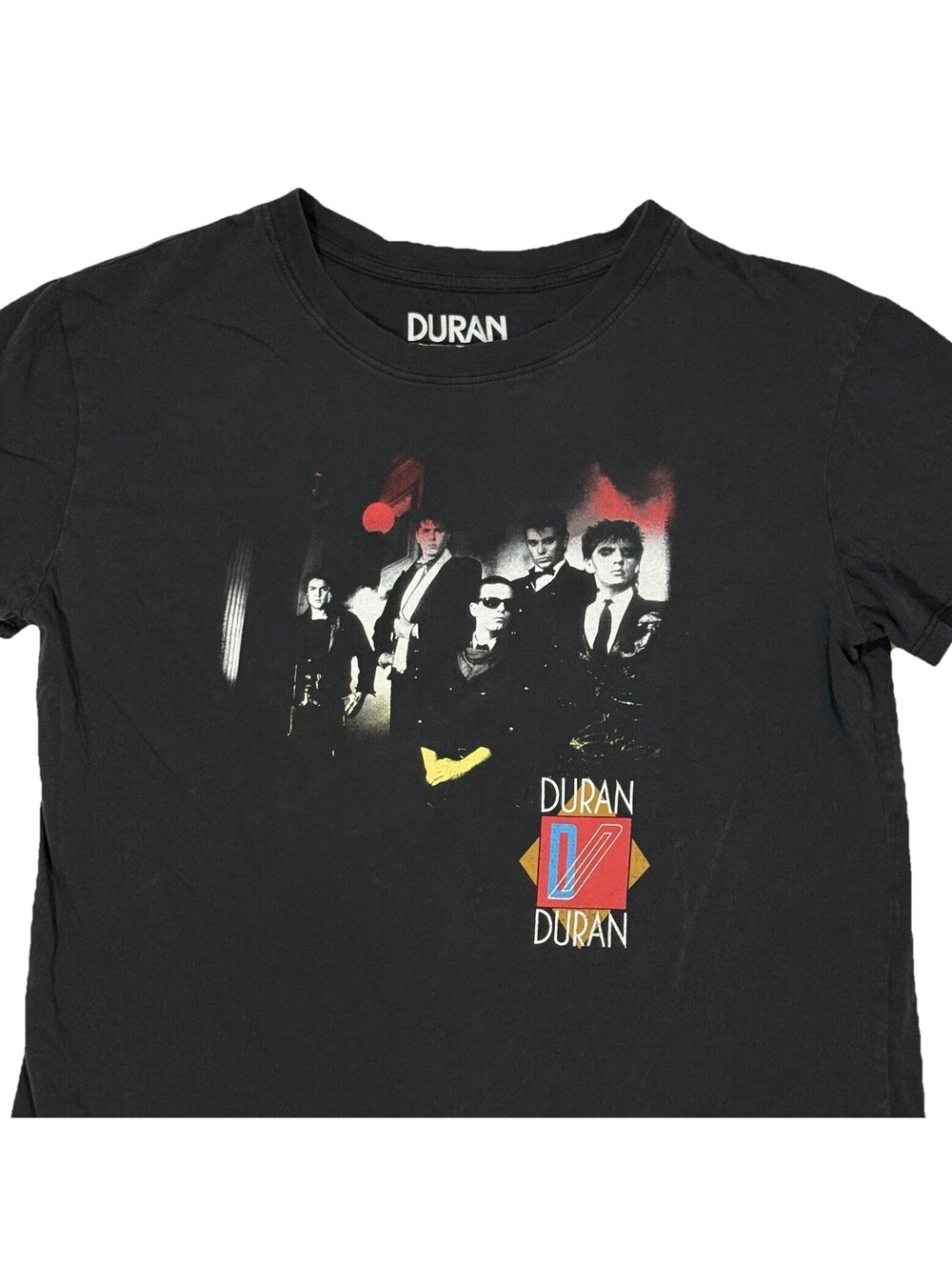 Duran Duran Band Tee Graphic T-Shirt Black 80s New Wave Music Logo Size L